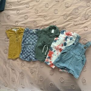 Stylish Baby Clothing Set with Rompers and Overalls